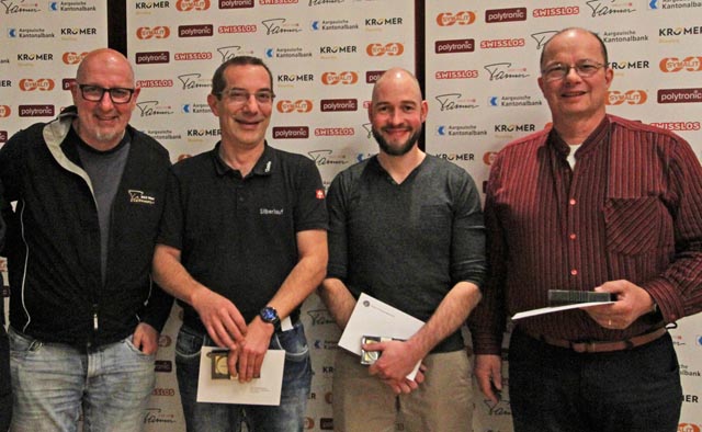 Die erfolgreichsten Aargauer 300-m-Gewehrschützen an der Schweizer Meisterschaft: (von links) Rolf Denzler, Claude Chenaux, Rafael Bereuter und Stefan Mathis. Foto: AGSV